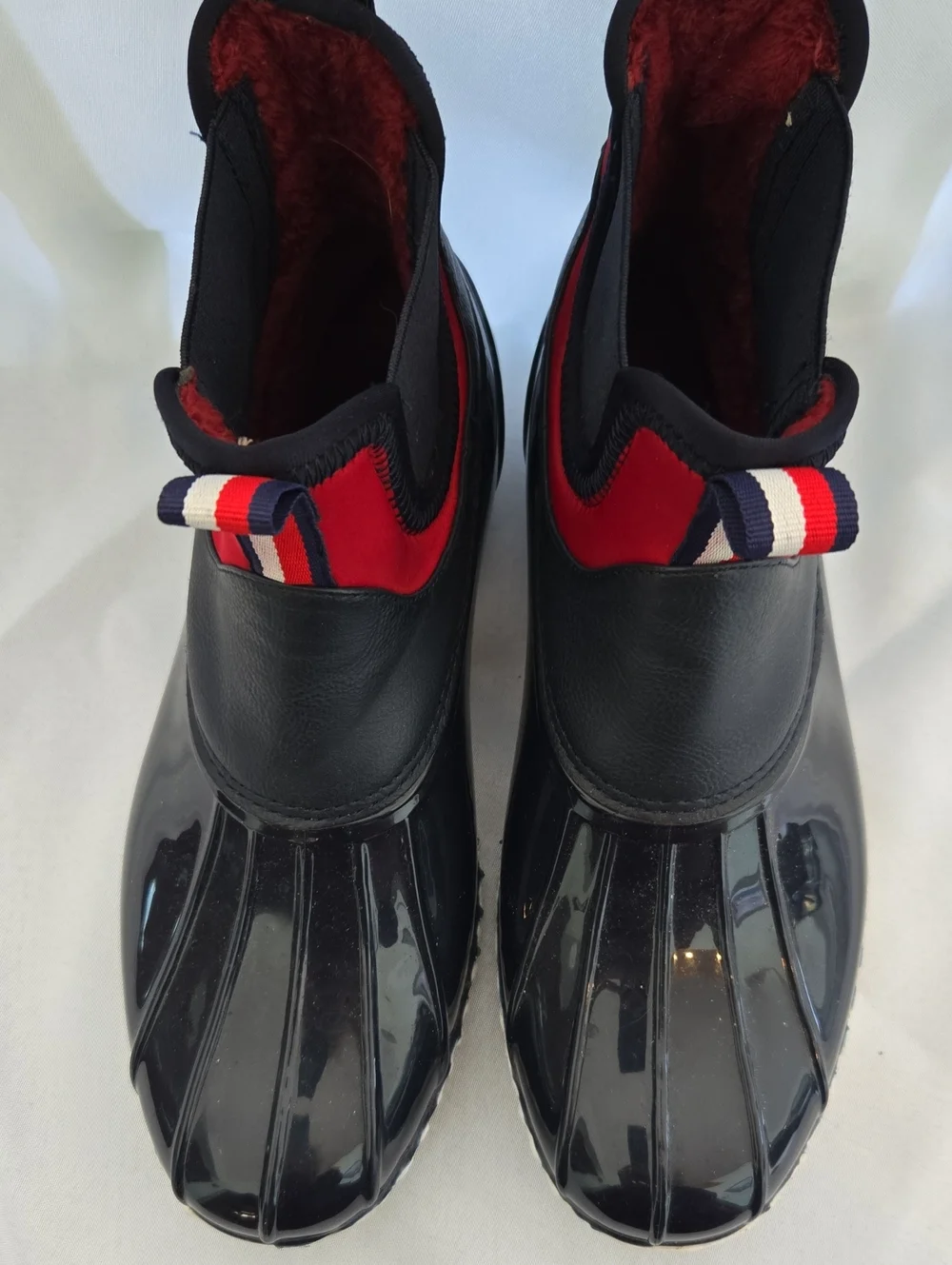 Tommy Hilfiger Women's Navy & Red Chelsea Duck Rain Boots Size 9 Waterproof